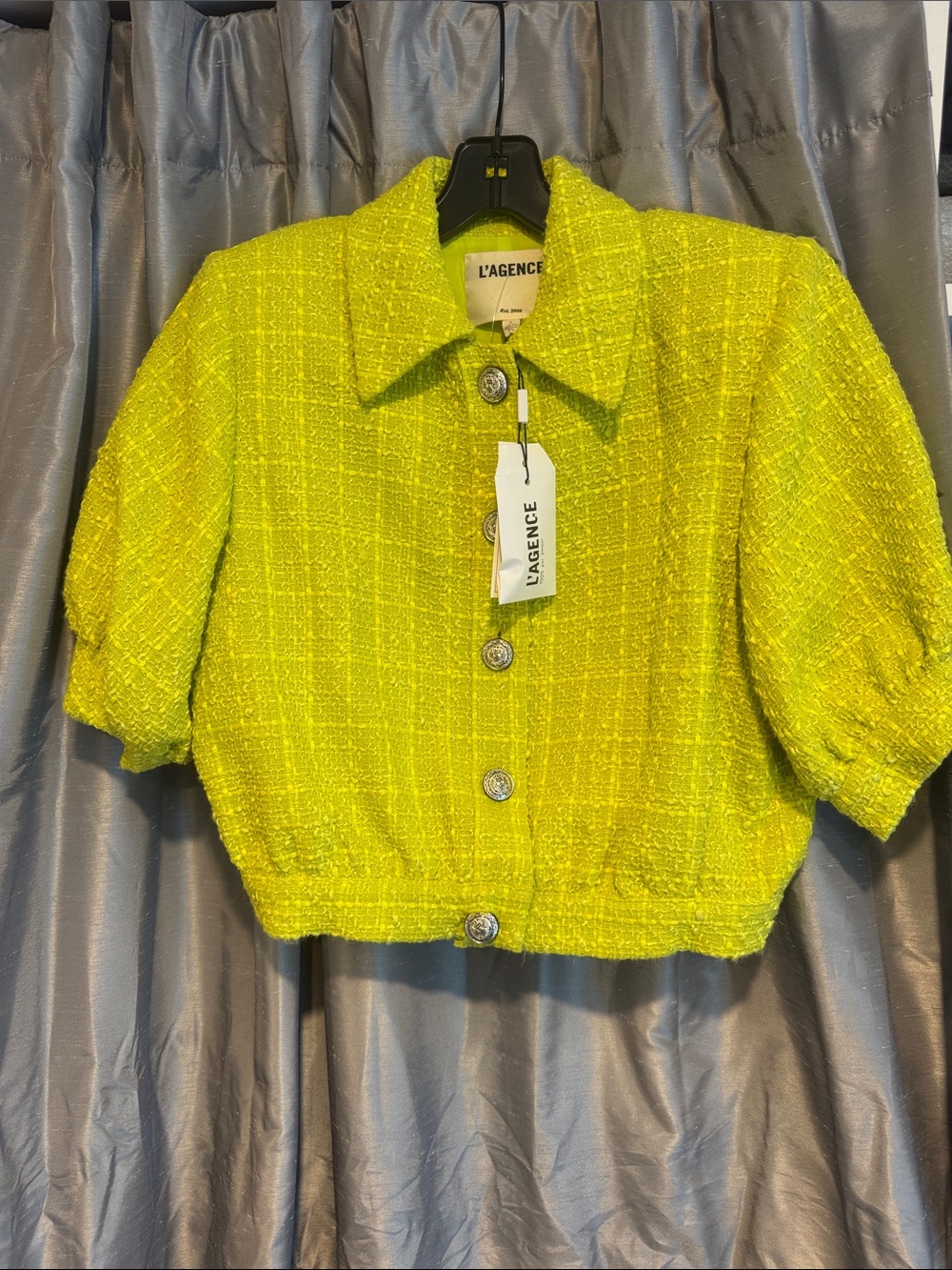 L'AGENCE Chartreuse Cove Cropped Tweed Jacket size 4 NWT